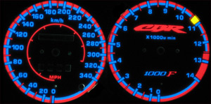 Honda cbr 1000f   -  Plasmatachoscheiben leuchtend