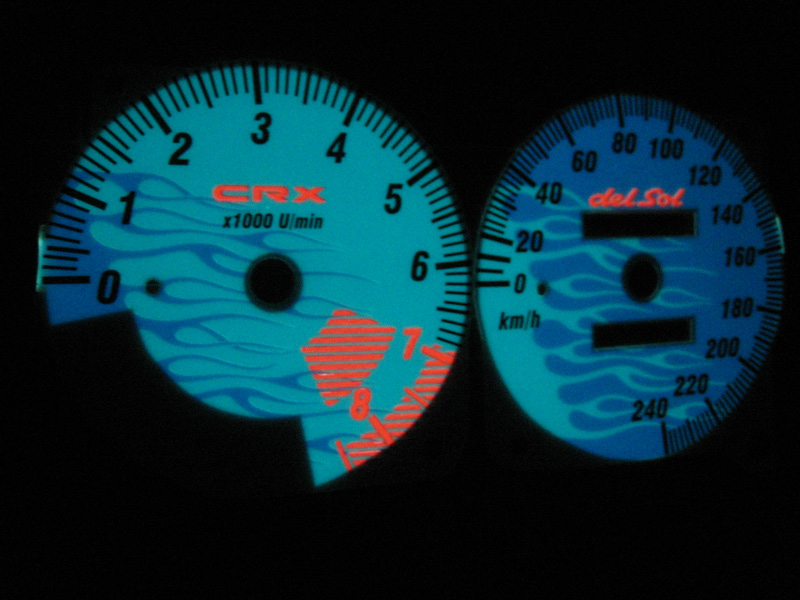 Honda crx targa flammen   -  Plasmatachoscheiben leuchtend