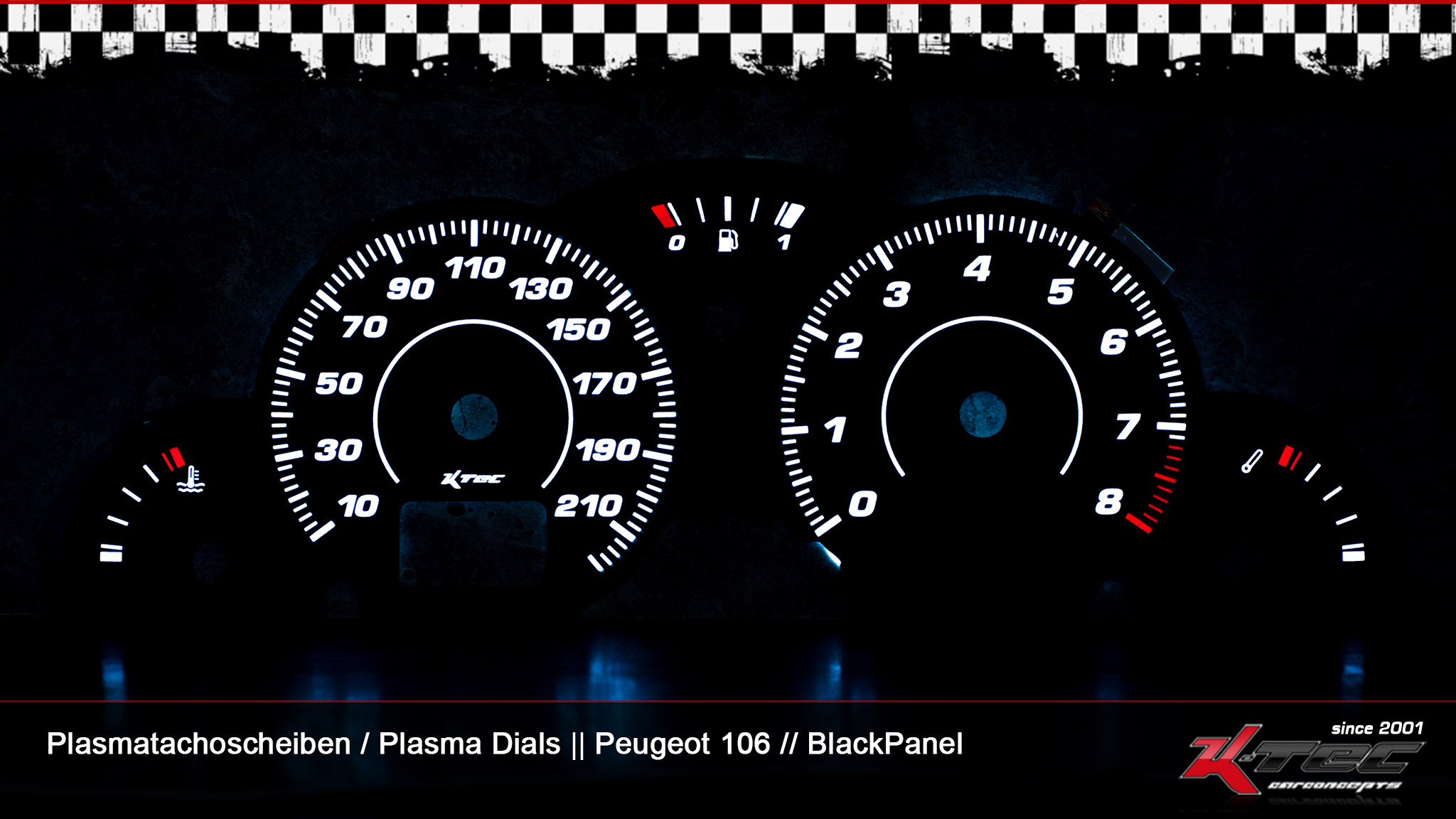 Peugeot 106 blackpanel plasmatachoscheibe   -  (Plasmatachoscheiben Peugeot)