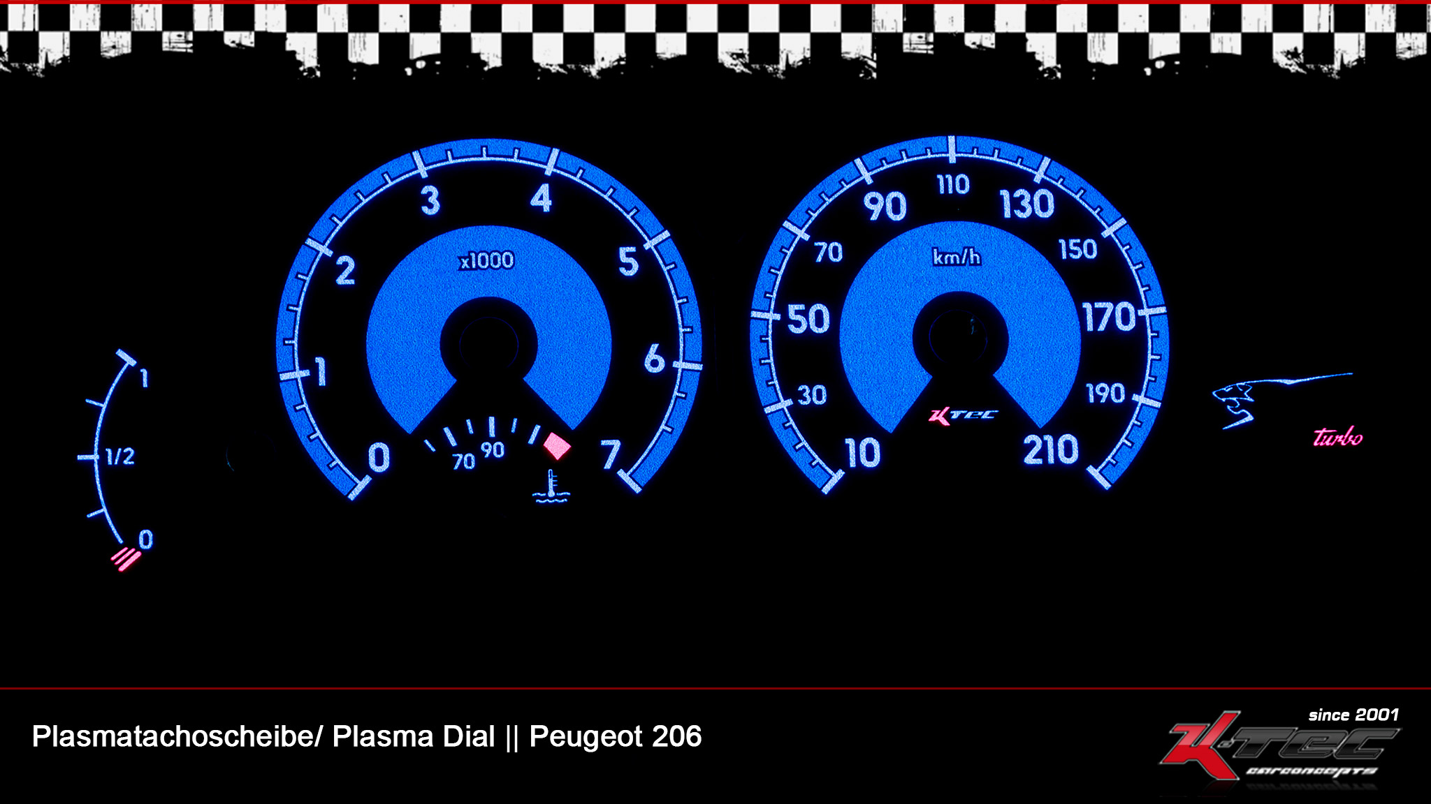 Peugeot 206 at plasmatachoscheibe   -  (Plasmatachoscheiben Peugeot)