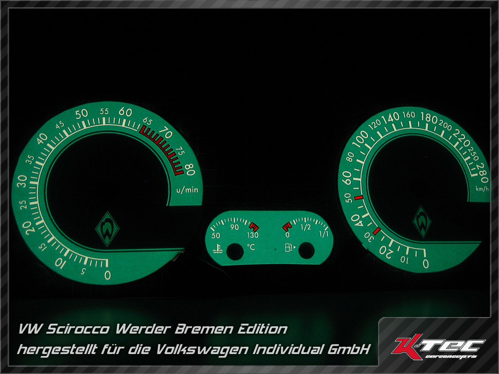 Vw scirocco werder bremen vw individual   -  (Plasmatachoscheiben Vw)