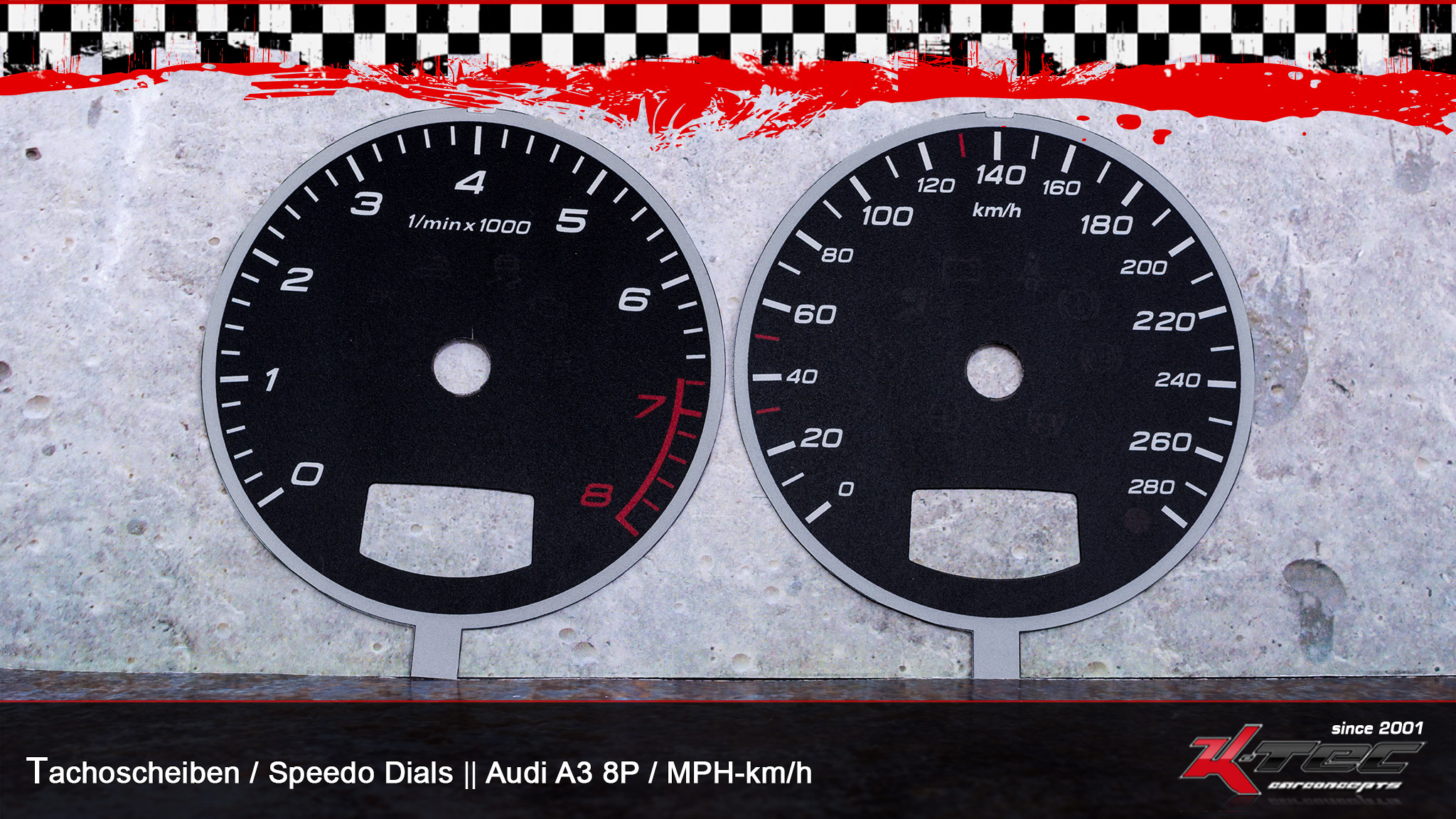 Audi a3 8p mph kmh tachoscheiben   -  (Audi)