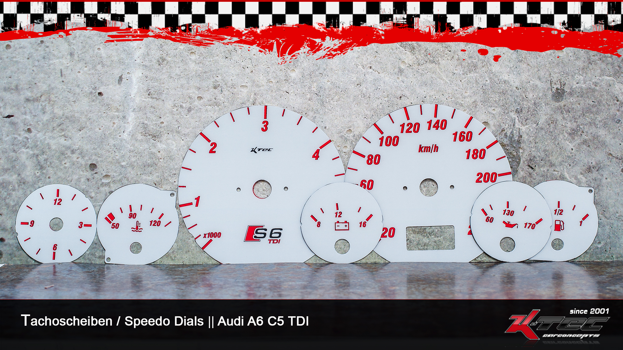 Audi a6 c5 rdi weiss-rot tachoscheiben   -  (Audi)