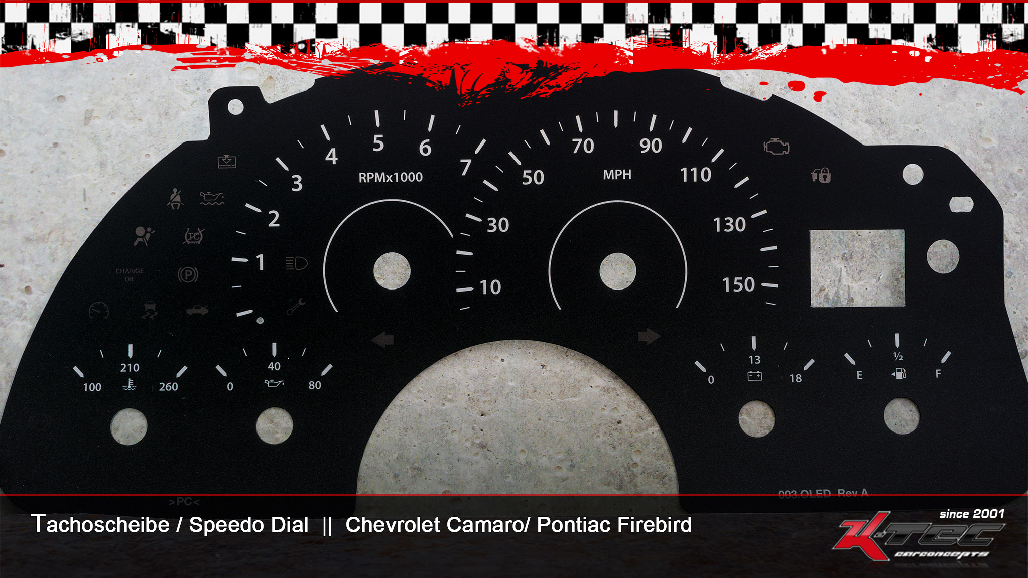 Chevrolet camaro pontiac firebird black speedodial tachoscheibe   -  (Chevrolet)