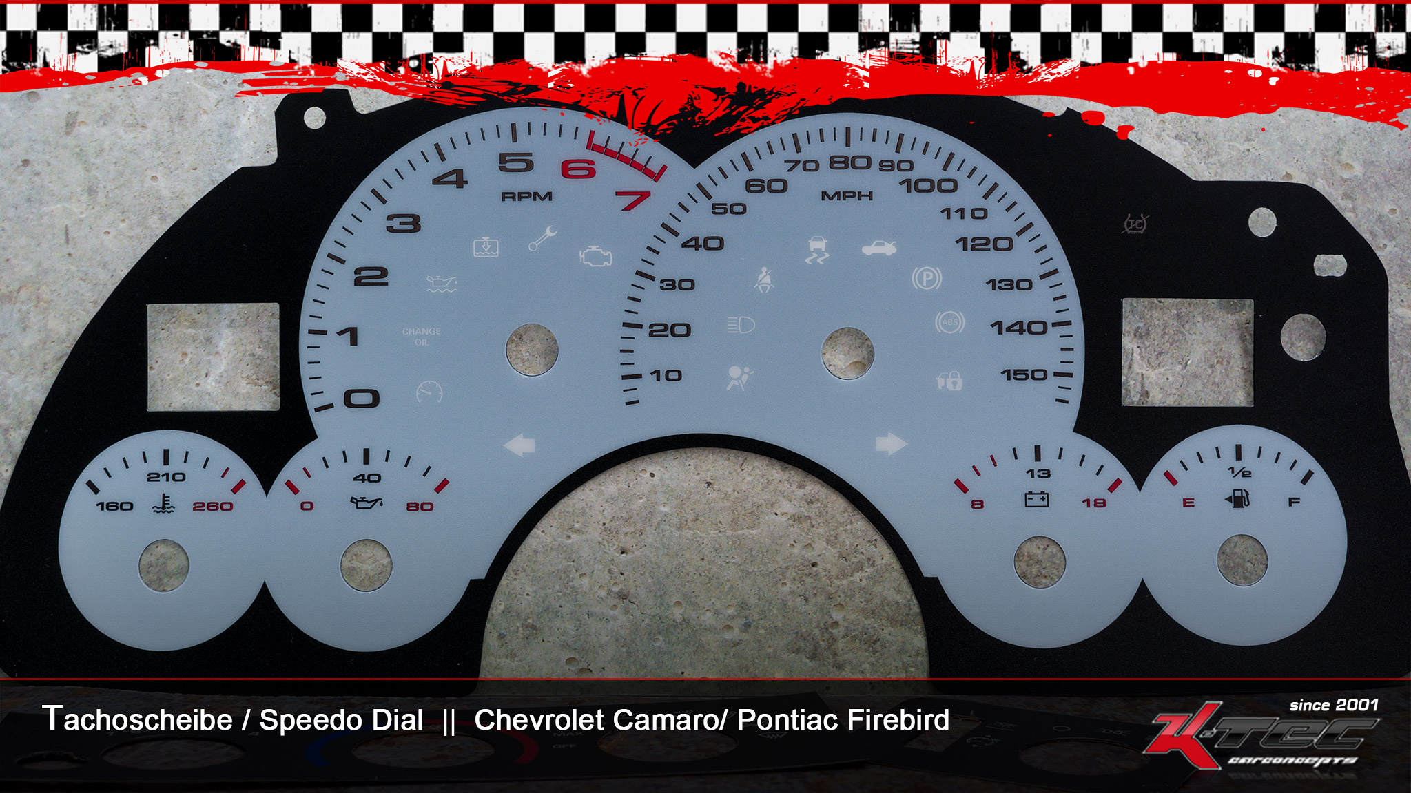 Chevrolet camaro pontiac firebird white  speedodial tachoscheibe   -  (Chevrolet)