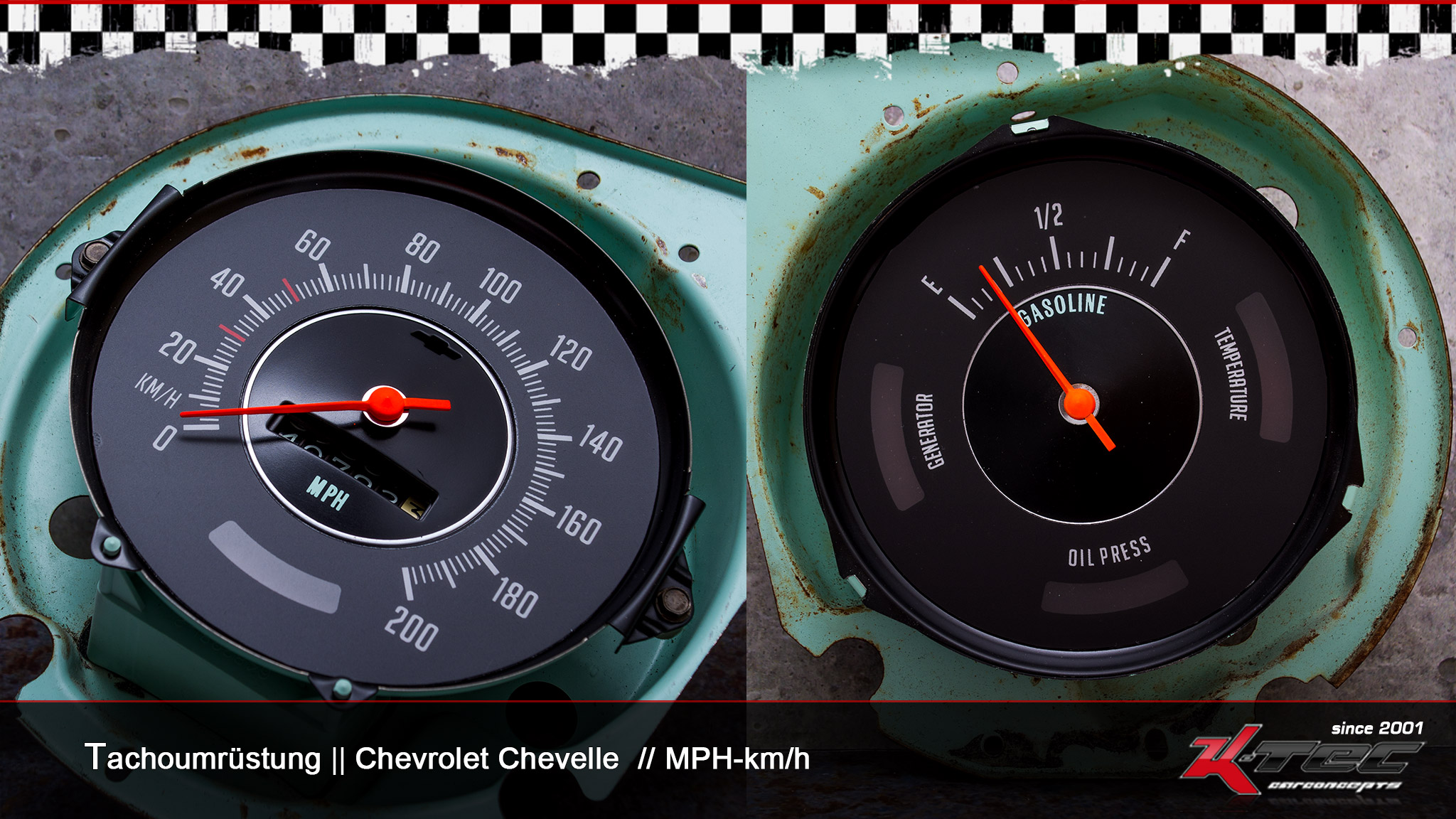 Chevrolet chevelle 1969 tachoumruestung mph-kmh   -  (Chevrolet)