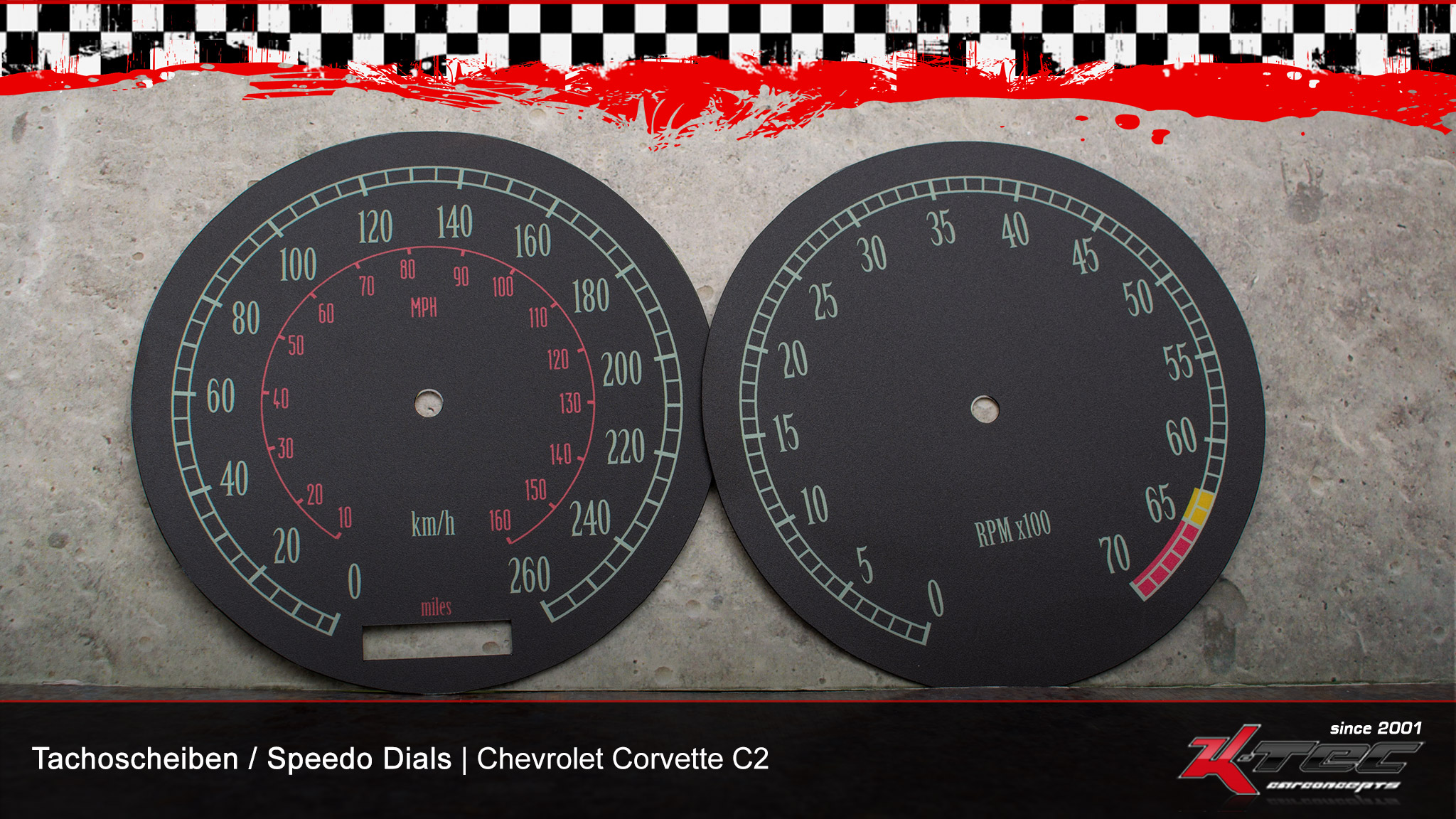 Chevrolet corvette c2 doppelskala tachoscheiben   -  (Chevrolet)