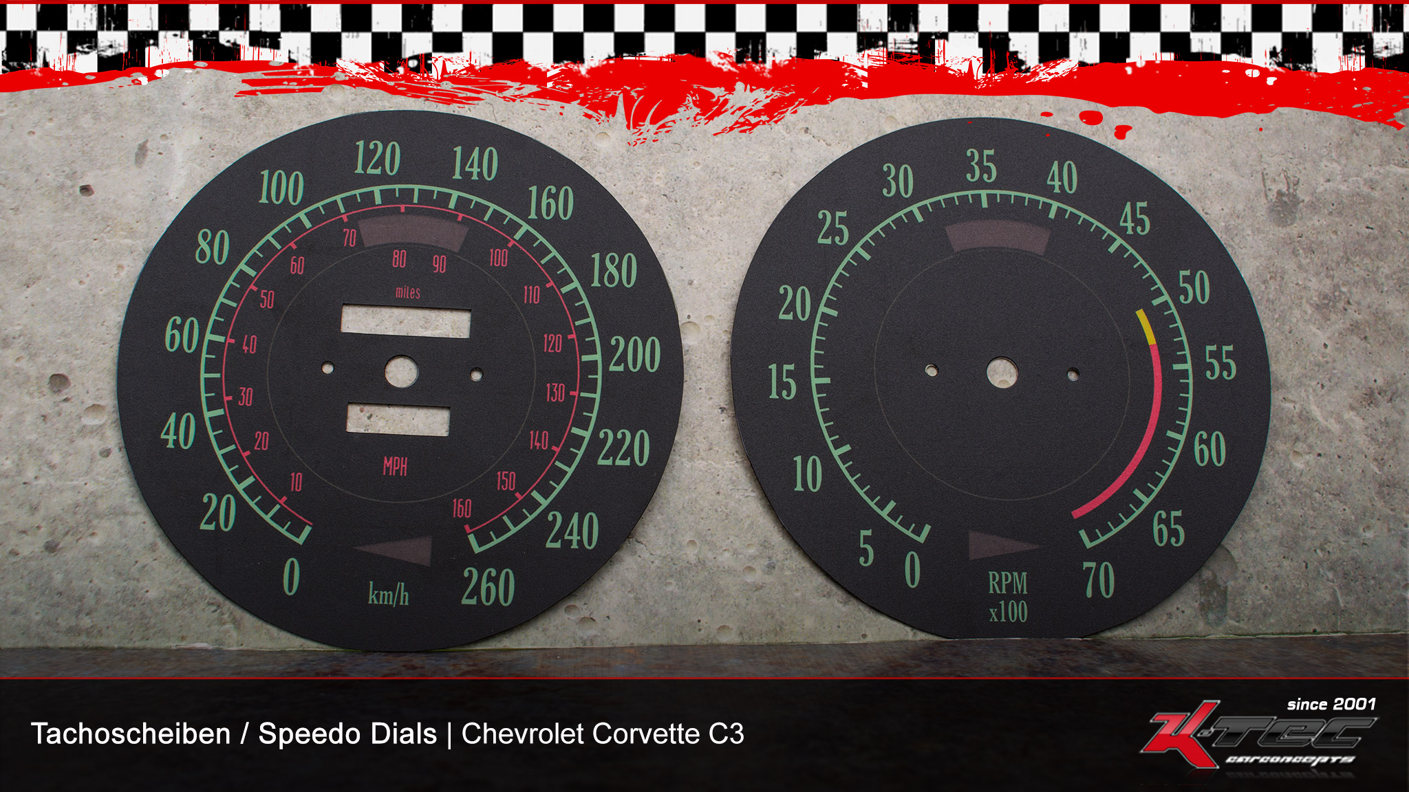 Chevrolet corvette c3 doppelskala tachoscheiben   -  (Chevrolet)