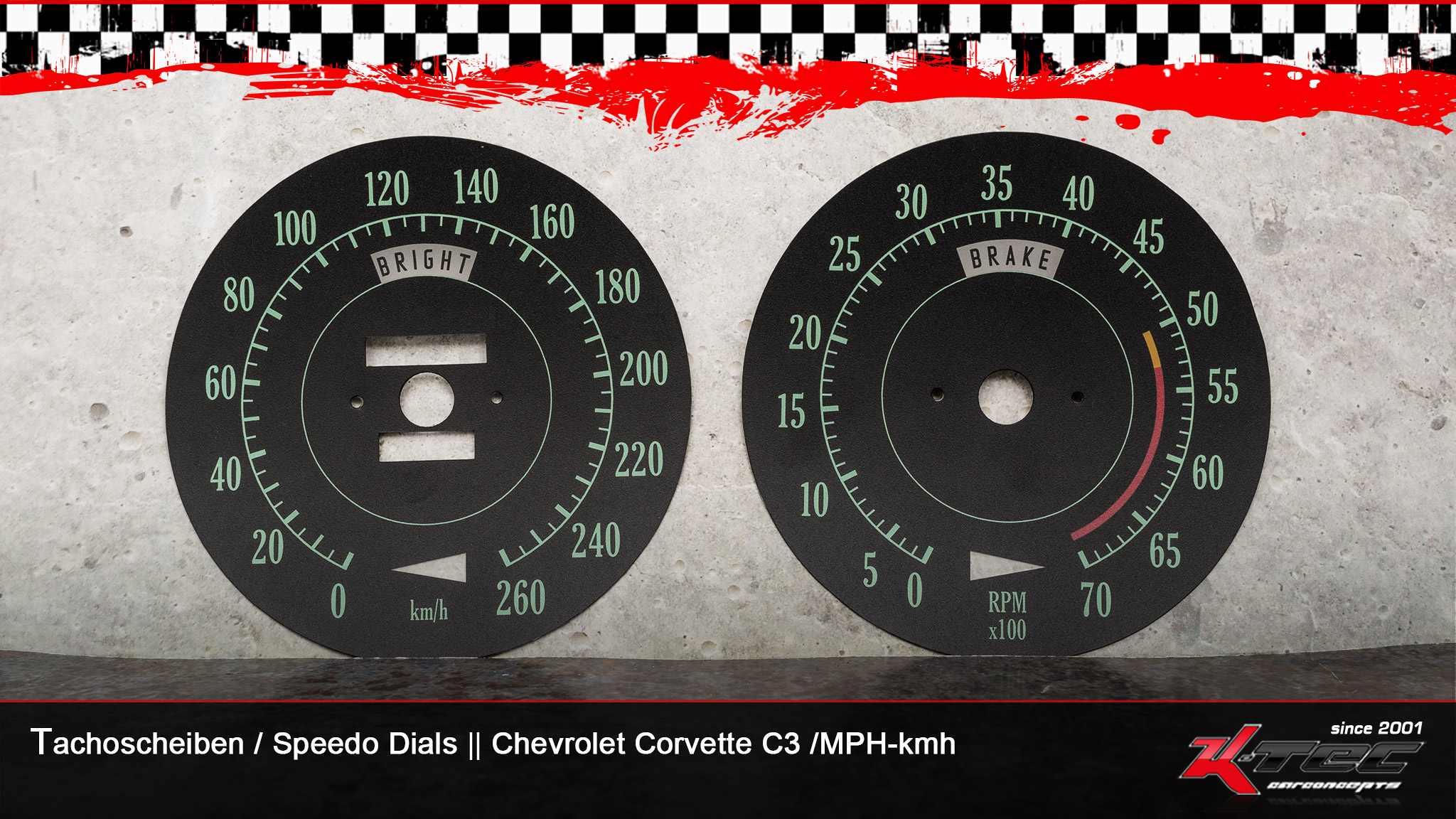 Chevrolet corvette c3 mph-kmh tachoscheiben   -  (Chevrolet)
