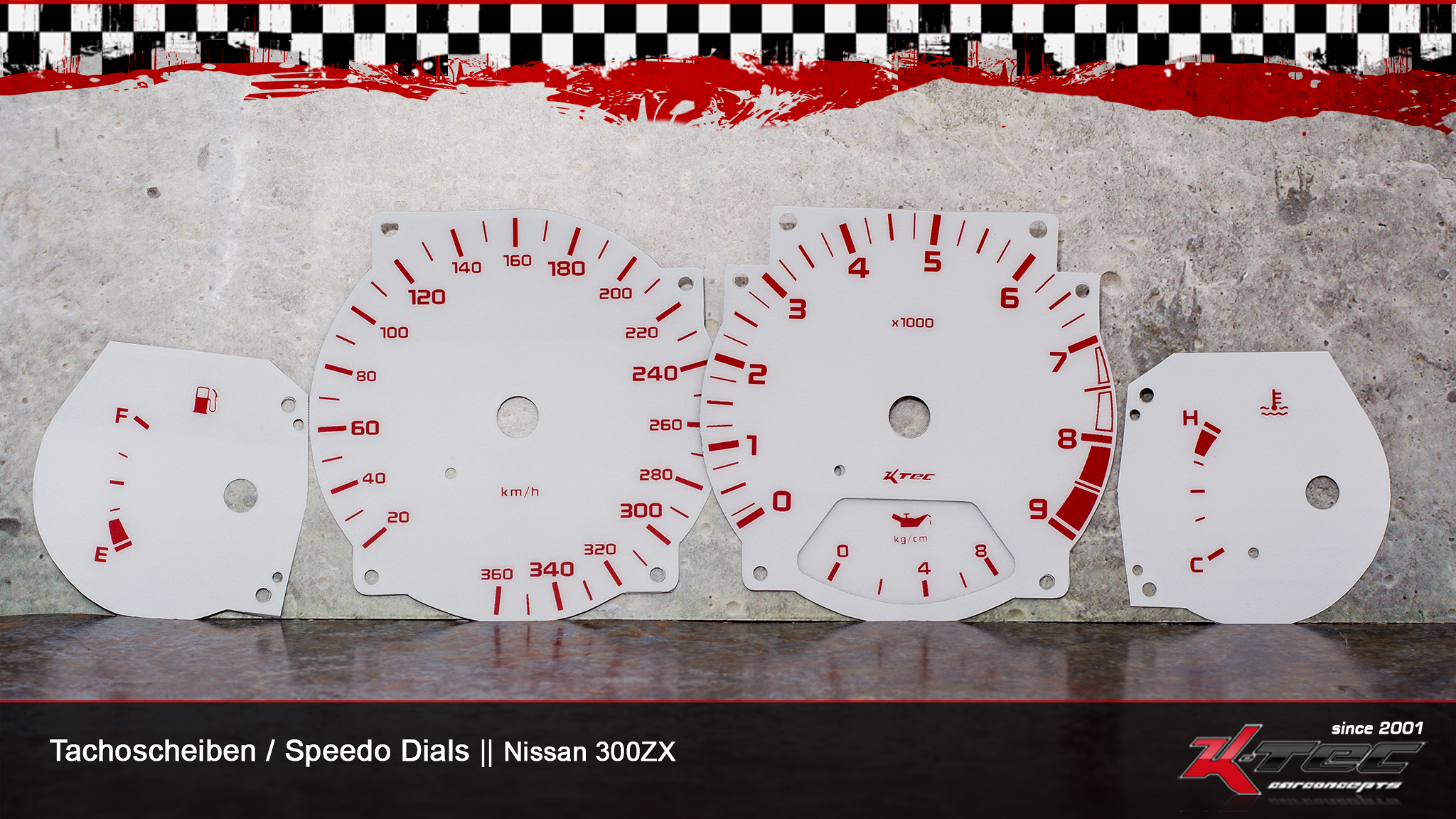 Nissan 300zw weiss-rot tachoscheiben   -  (Nissan)