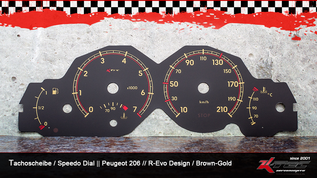 Peugeot 206 r evo brown-gold tachoscheibe   -  (Peugeot)