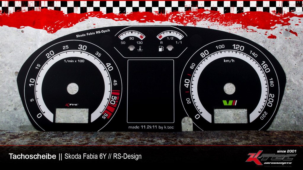 Skoda fabia 6y tachoscheibe rs-design   -  (Skoda)