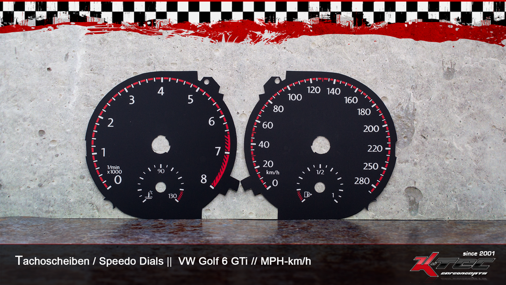 Vw golf 6 vi gti mph-kmh tachoscheiben speedodials   -  (Vw)