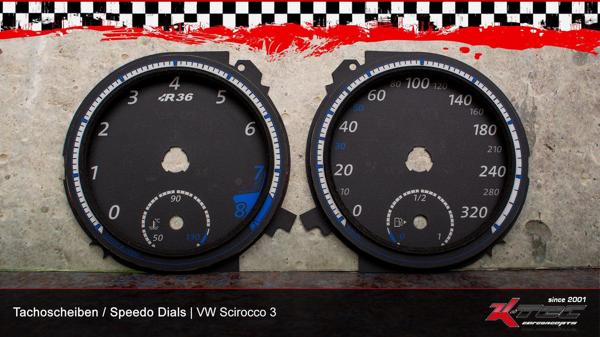 Vw scirocco 3 R36 3D tachoscheiben   -  (Vw)